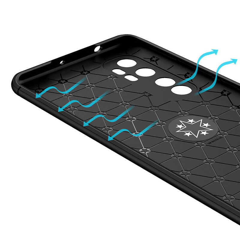 Xiaomi Mi Note 10 Lite Kılıf Zore Ravel Silikon Kapak Siyah-Kırmızı
