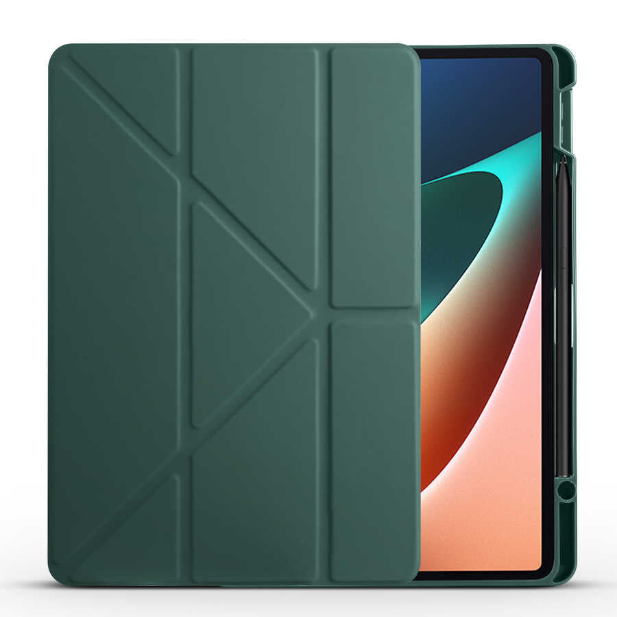 Xiaomi Mi Pad 5 Kılıf Zore Tri Folding Kalem Bölmeli Standlı Kılıf Kırmızı