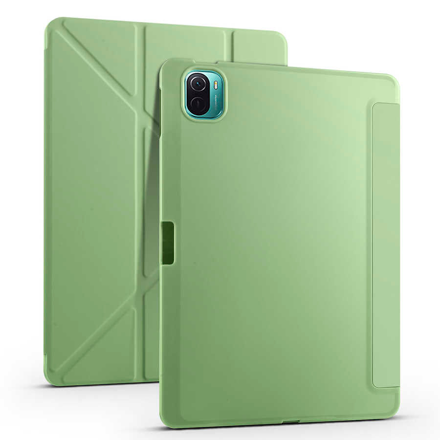 Xiaomi Mi Pad 5 Kılıf Zore Tri Folding Kalem Bölmeli Standlı Kılıf Açık Yeşil
