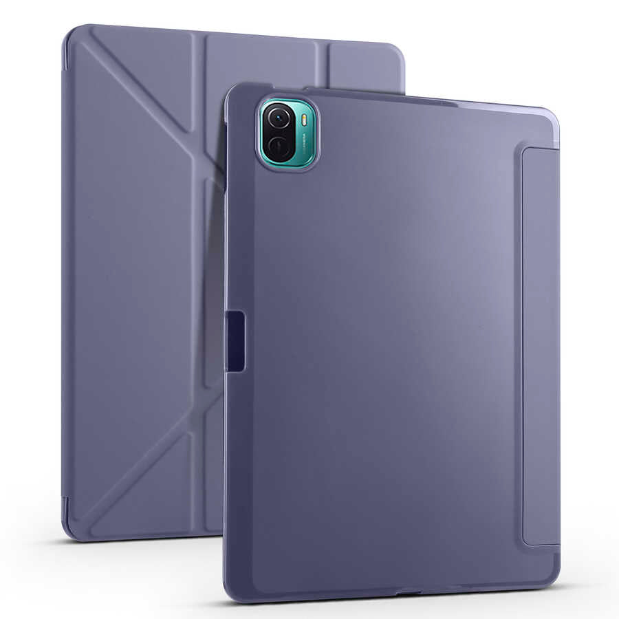 Xiaomi Mi Pad 5 Kılıf Zore Tri Folding Kalem Bölmeli Standlı Kılıf Mor