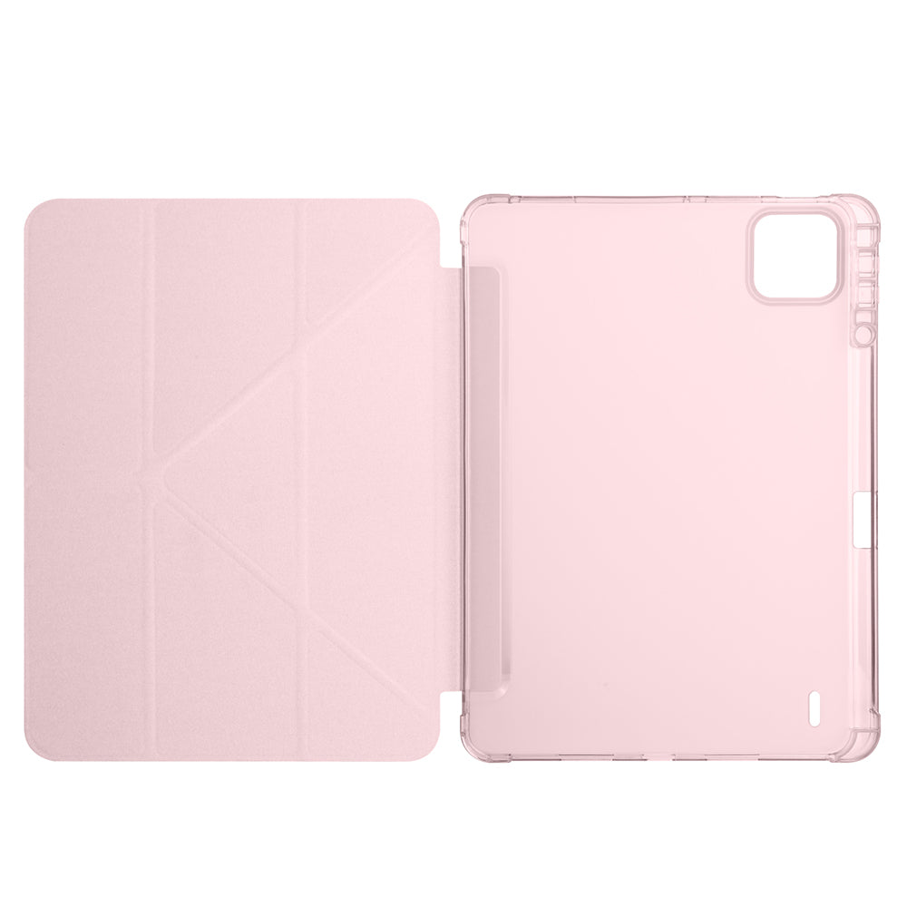 Xiaomi Pad 7 Kılıf Zore Tri Folding Kalem Bölmeli Standlı Kılıf Rose Gold