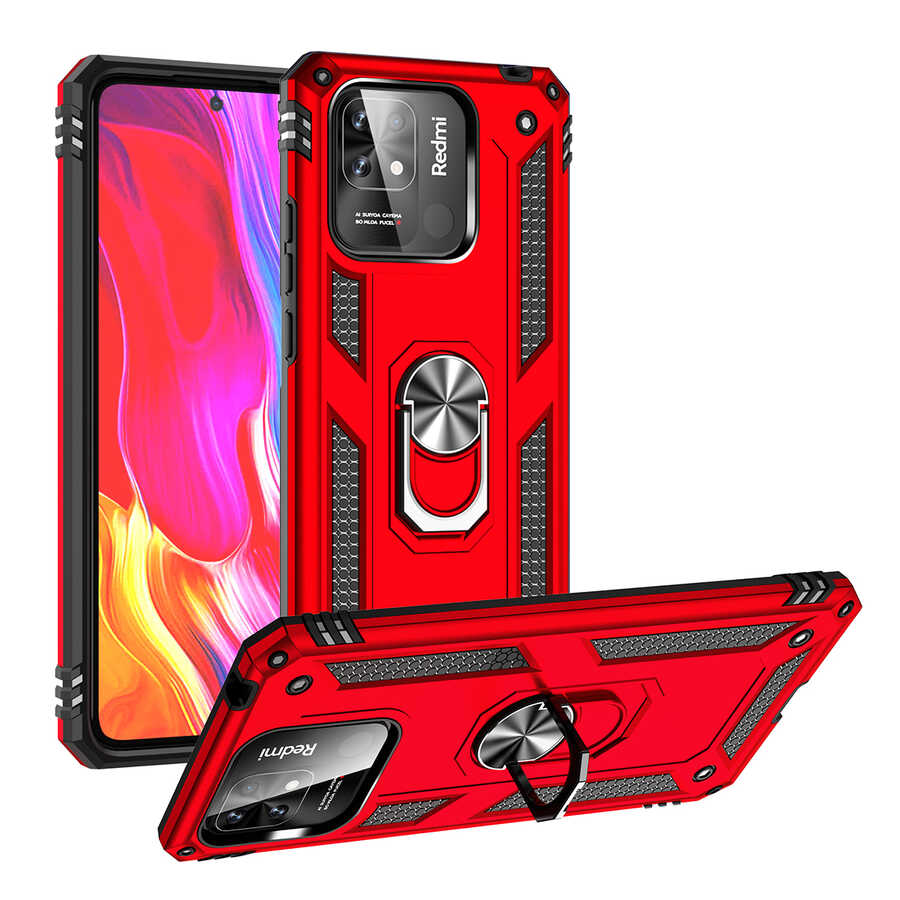 Xiaomi Poco C40 Kılıf Zore Vega Kapak Kırmızı