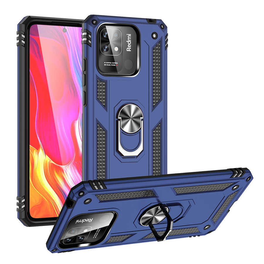 Xiaomi Poco C40 Kılıf Zore Vega Kapak Mavi