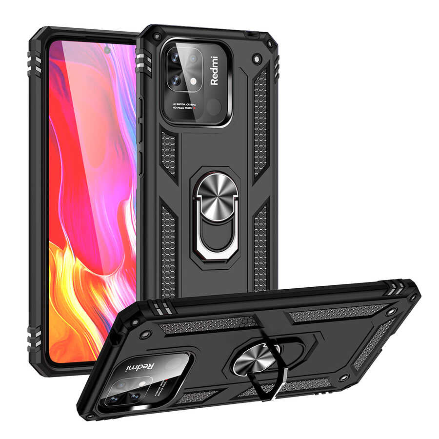 Xiaomi Poco C40 Kılıf Zore Vega Kapak Siyah
