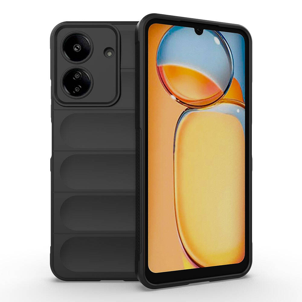 Xiaomi Poco C65 Kılıf Esnek TPU Oyuklu Arka Yüzey Tasarımlı Zore Etnik Silikon Kapak Koyu Yeşil