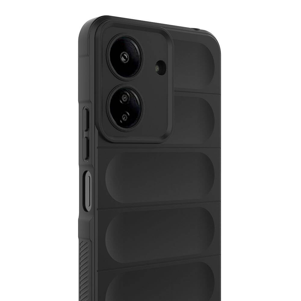 Xiaomi Poco C65 Kılıf Esnek TPU Oyuklu Arka Yüzey Tasarımlı Zore Etnik Silikon Kapak Koyu Yeşil
