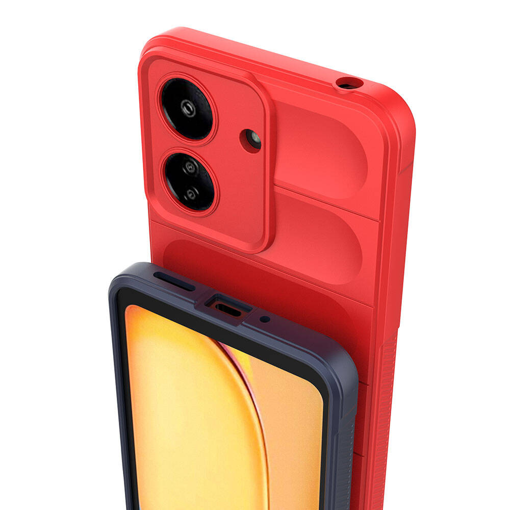 Xiaomi Poco C65 Kılıf Esnek TPU Oyuklu Arka Yüzey Tasarımlı Zore Etnik Silikon Kapak Kırmızı