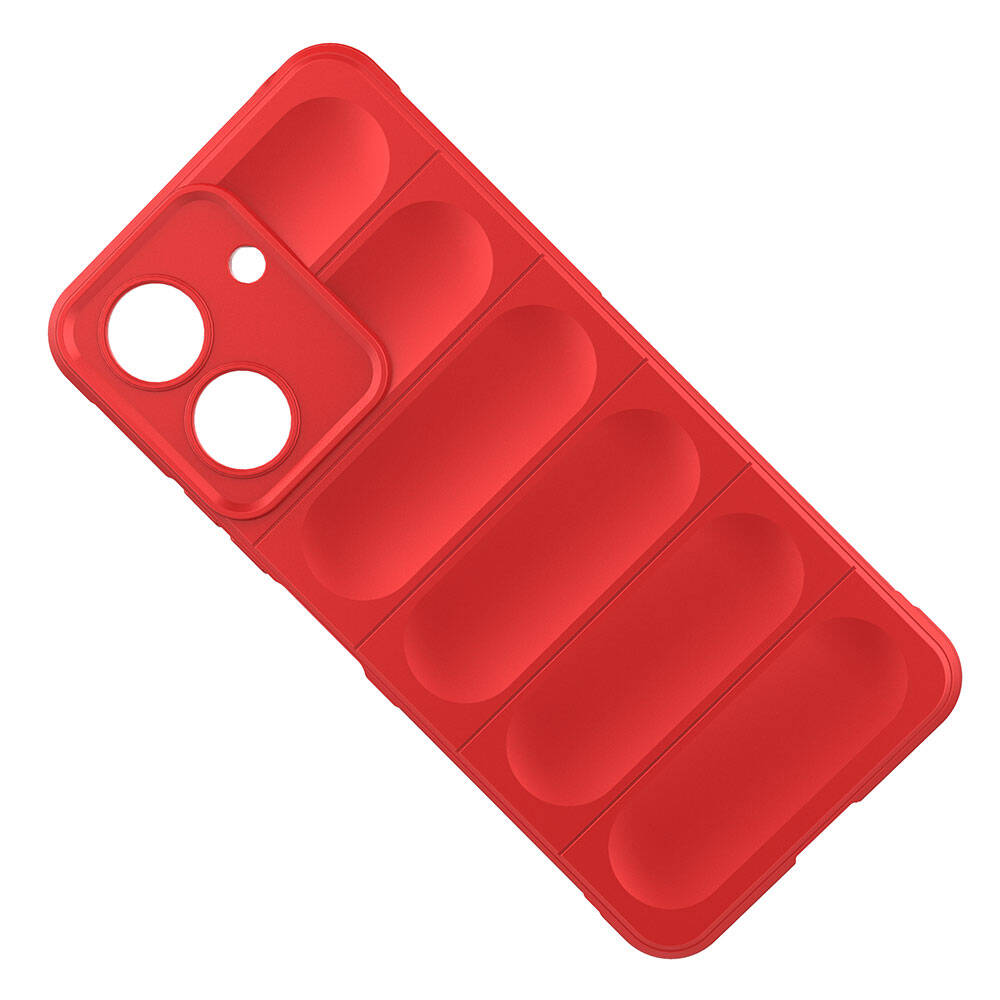 Xiaomi Poco C65 Kılıf Esnek TPU Oyuklu Arka Yüzey Tasarımlı Zore Etnik Silikon Kapak Kırmızı