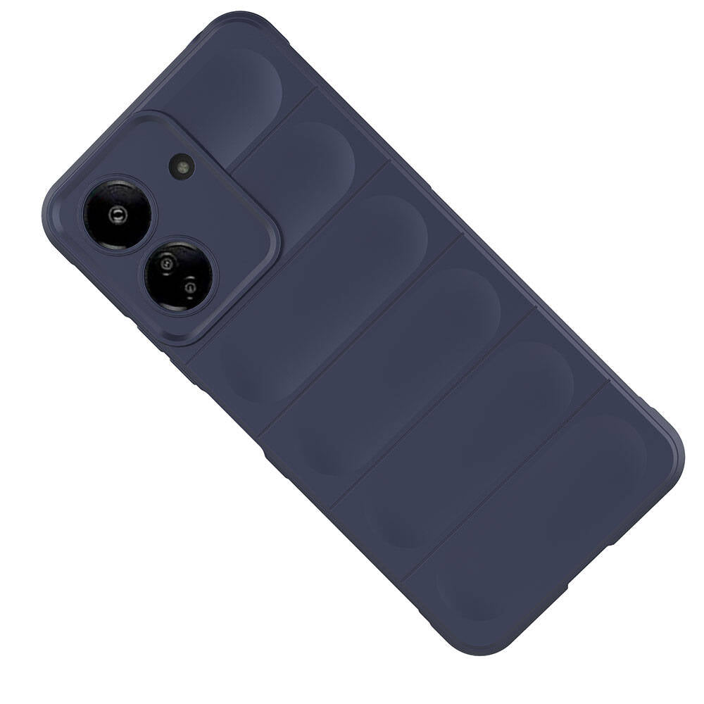Xiaomi Poco C65 Kılıf Esnek TPU Oyuklu Arka Yüzey Tasarımlı Zore Etnik Silikon Kapak Lacivert