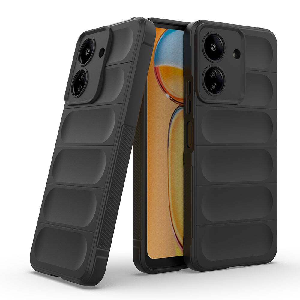 Xiaomi Poco C65 Kılıf Esnek TPU Oyuklu Arka Yüzey Tasarımlı Zore Etnik Silikon Kapak Koyu Yeşil