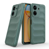 Xiaomi Poco C65 Kılıf Esnek TPU Oyuklu Arka Yüzey Tasarımlı Zore Etnik Silikon Kapak Koyu Yeşil