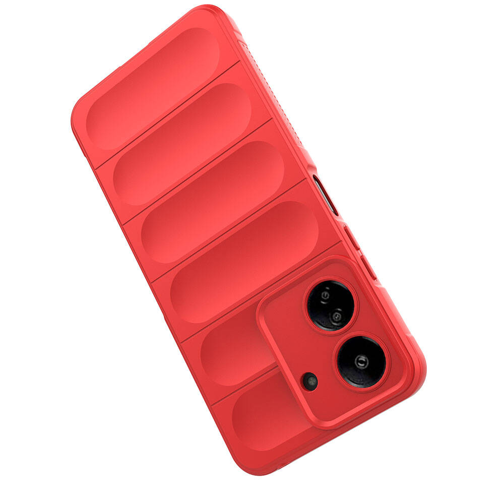 Xiaomi Poco C65 Kılıf Esnek TPU Oyuklu Arka Yüzey Tasarımlı Zore Etnik Silikon Kapak Kırmızı