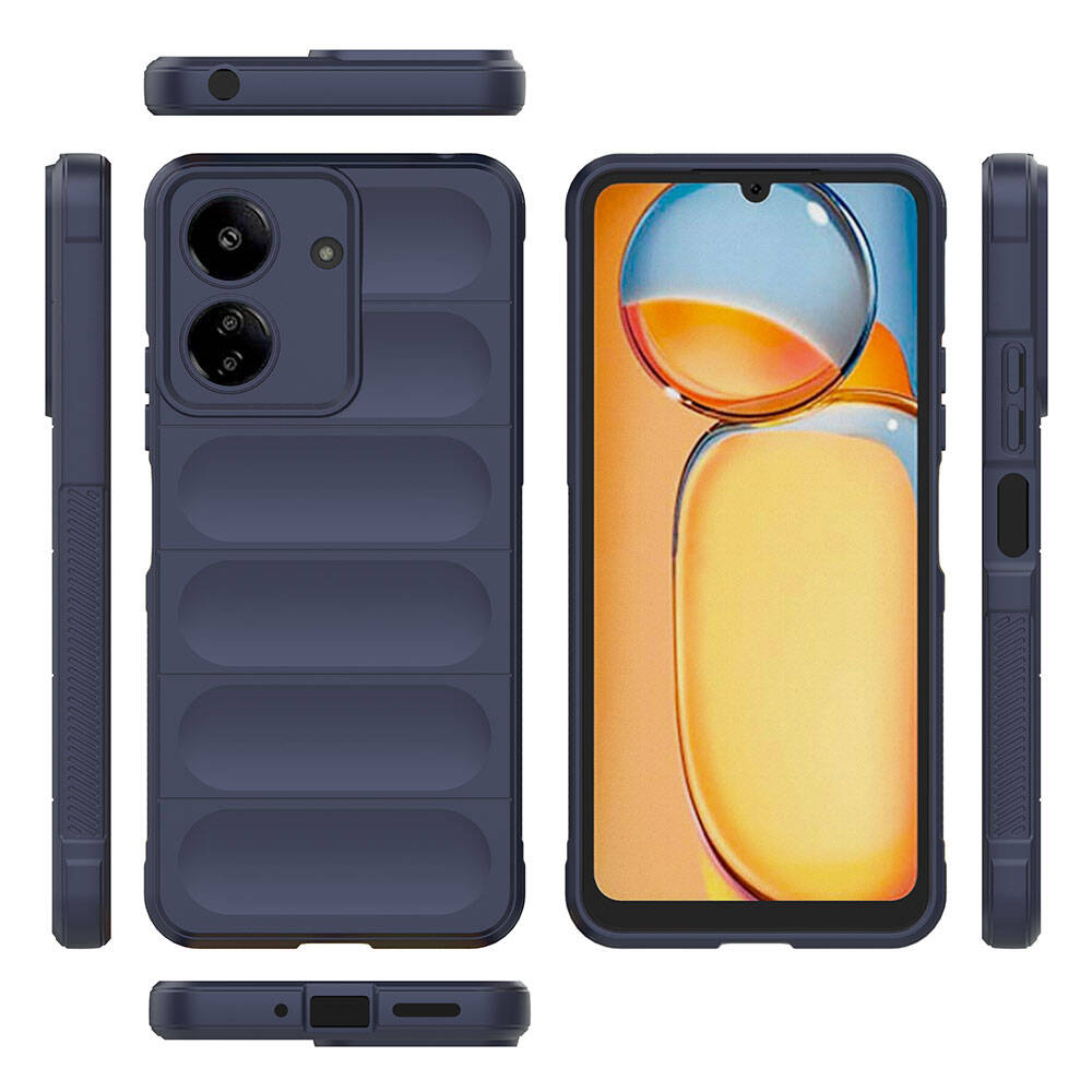 Xiaomi Poco C65 Kılıf Esnek TPU Oyuklu Arka Yüzey Tasarımlı Zore Etnik Silikon Kapak Lacivert