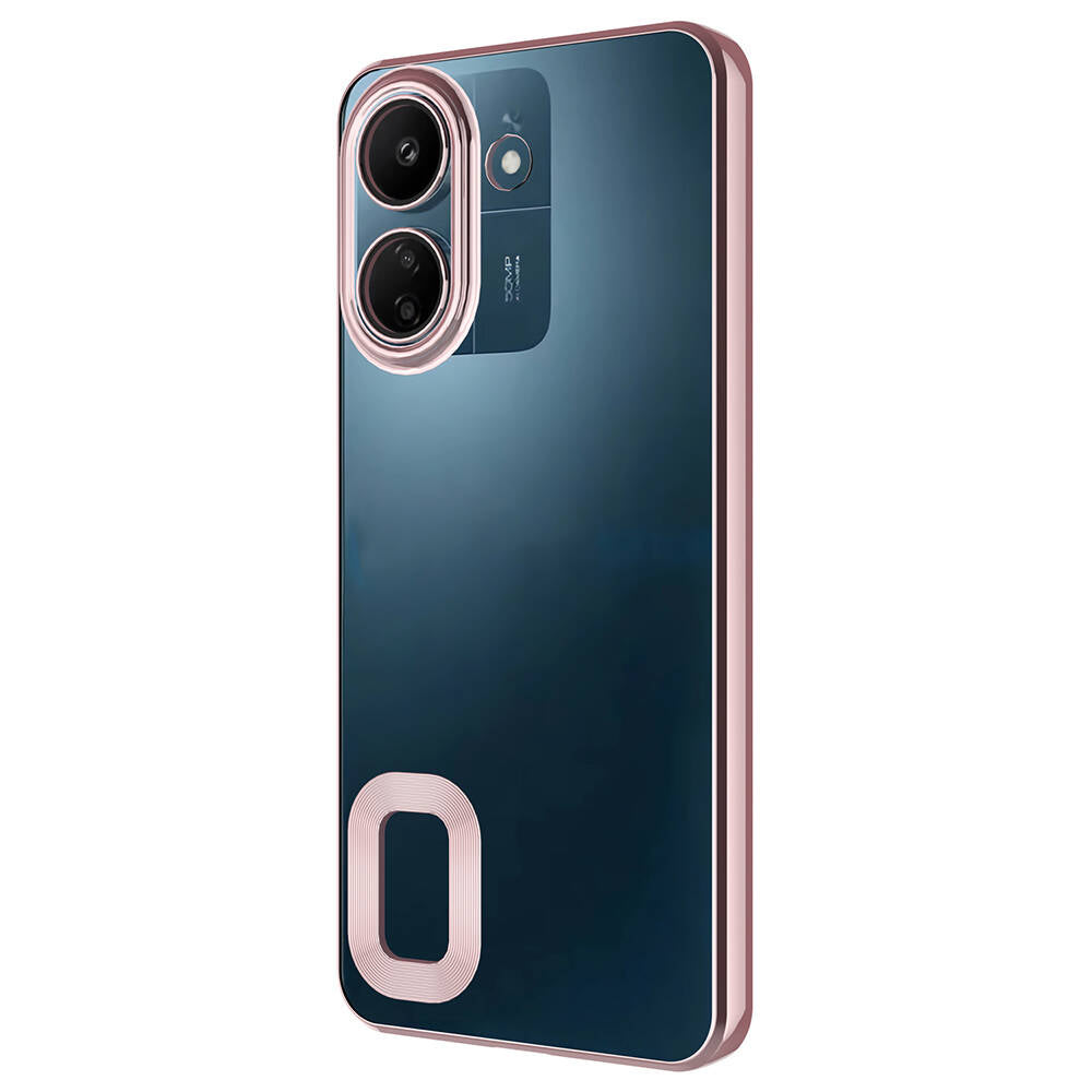 Xiaomi Poco C65 Kılıf Kamera Korumalı Logo Gösteren Zore Omega Kapak Gold