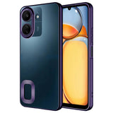 Xiaomi Poco C65 Kılıf Kamera Korumalı Logo Gösteren Zore Omega Kapak Derin Mor