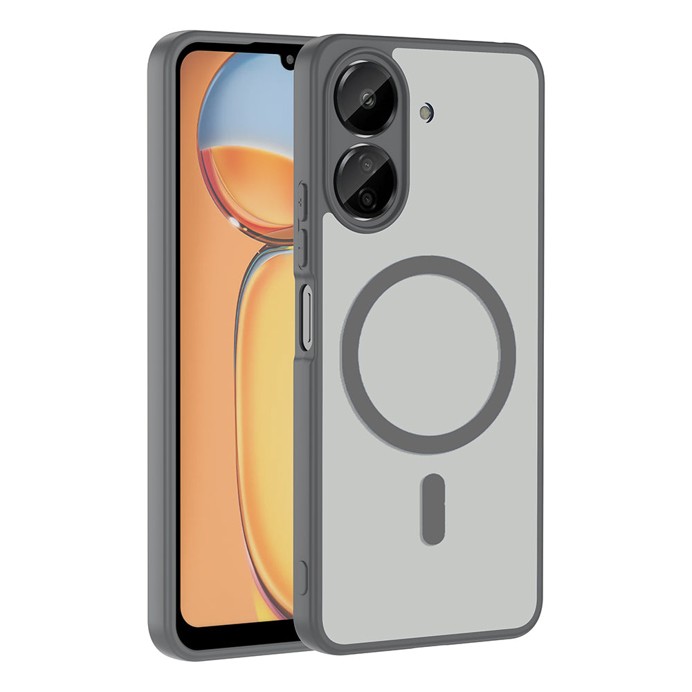 Xiaomi Poco C65 Kılıf M-safe Şarj Özellikli Zore Babet Kapak Gri