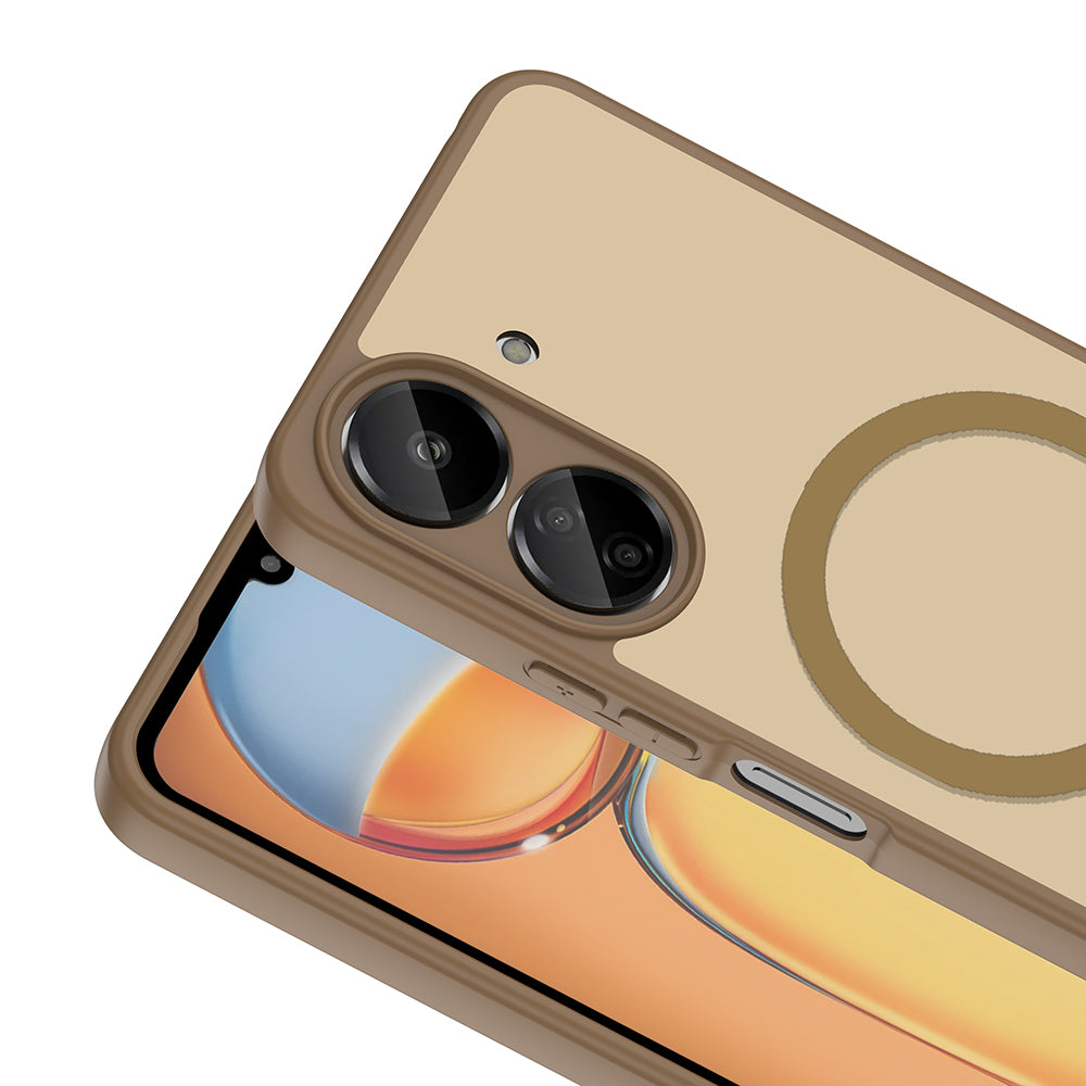 Xiaomi Poco C65 Kılıf M-safe Şarj Özellikli Zore Babet Kapak Kahverengi