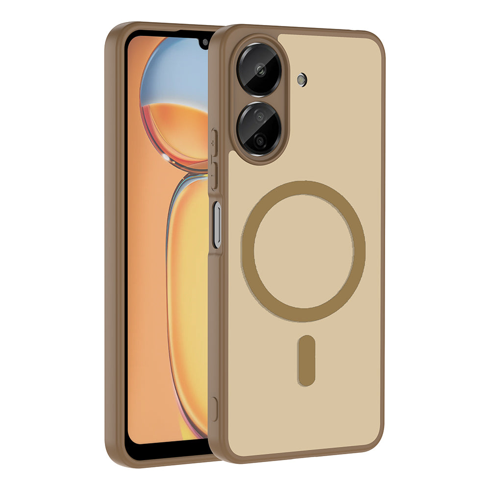 Xiaomi Poco C65 Kılıf M-safe Şarj Özellikli Zore Babet Kapak Kahverengi