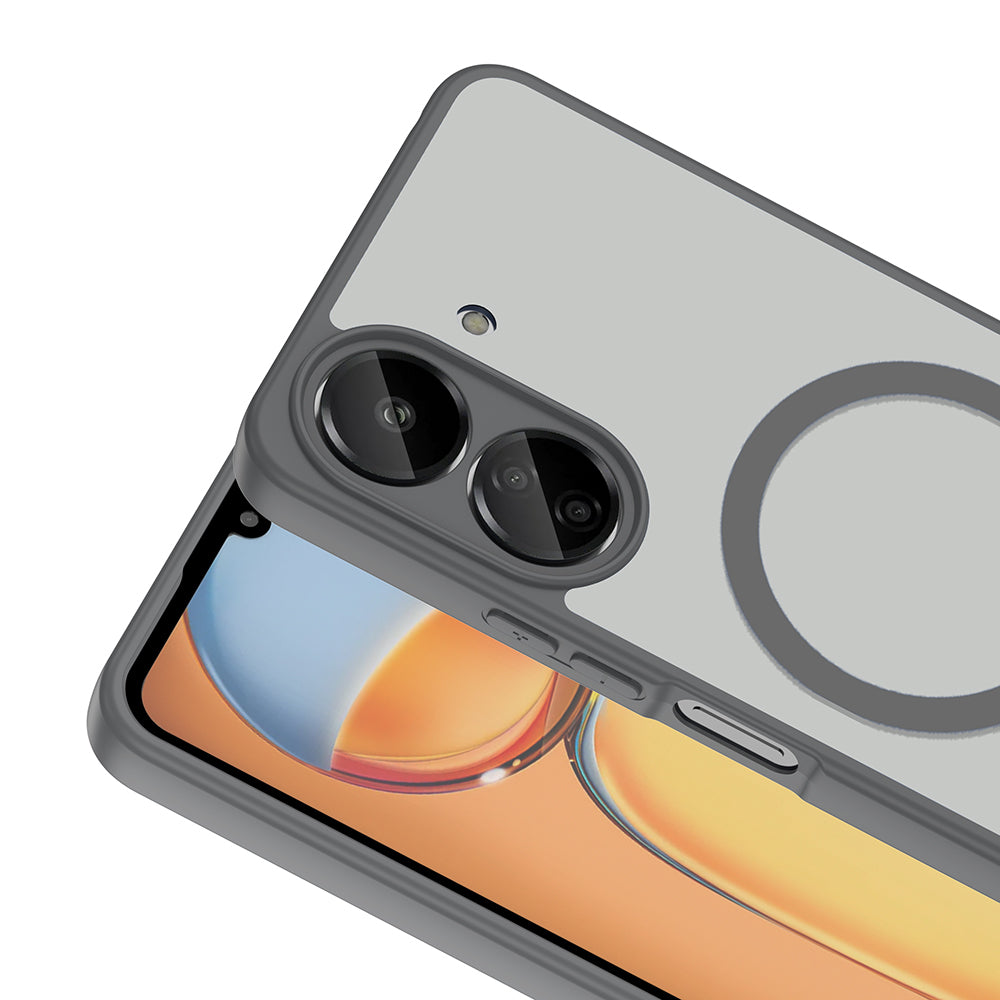 Xiaomi Poco C65 Kılıf M-safe Şarj Özellikli Zore Babet Kapak Gri