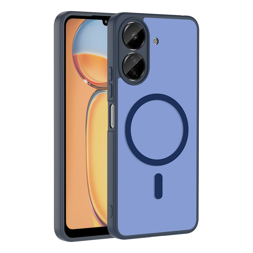 Xiaomi Poco C65 Kılıf M-safe Şarj Özellikli Zore Babet Kapak Lacivert