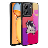 Xiaomi Poco C65 Kılıf Parlayan Kabartmalı İkonik Figürlü Zore Amas Silikon Kapak Mor