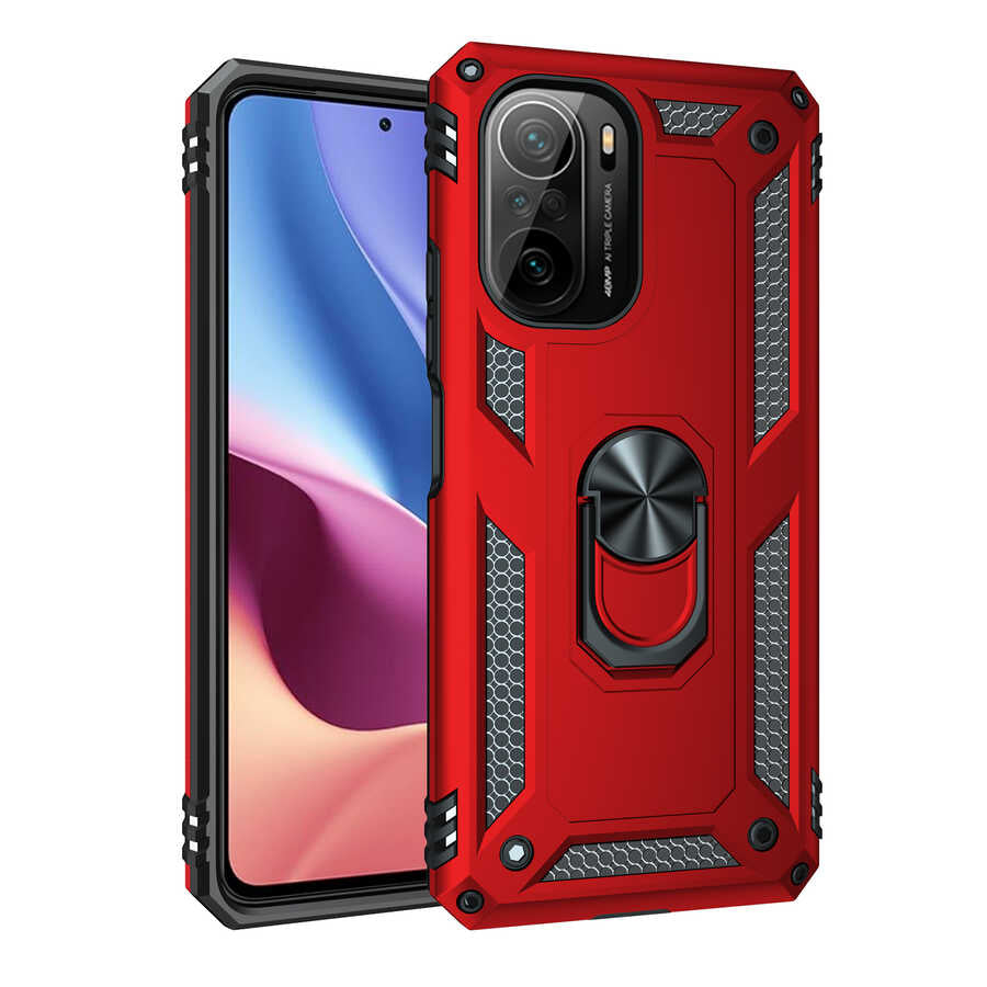 Xiaomi Poco F3 Kılıf Zore Vega Kapak Kırmızı