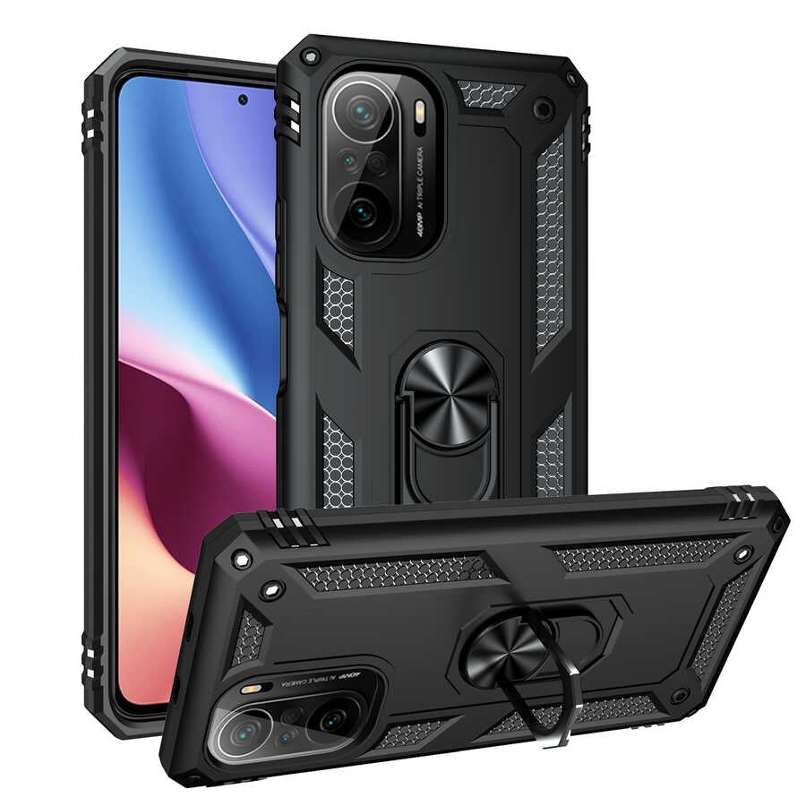 Xiaomi Poco F3 Kılıf Zore Vega Kapak Siyah