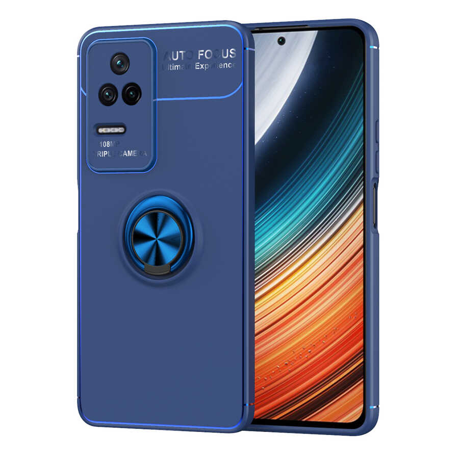 Xiaomi Poco F4 Kılıf Zore Ravel Silikon Kapak Siyah-Mavi