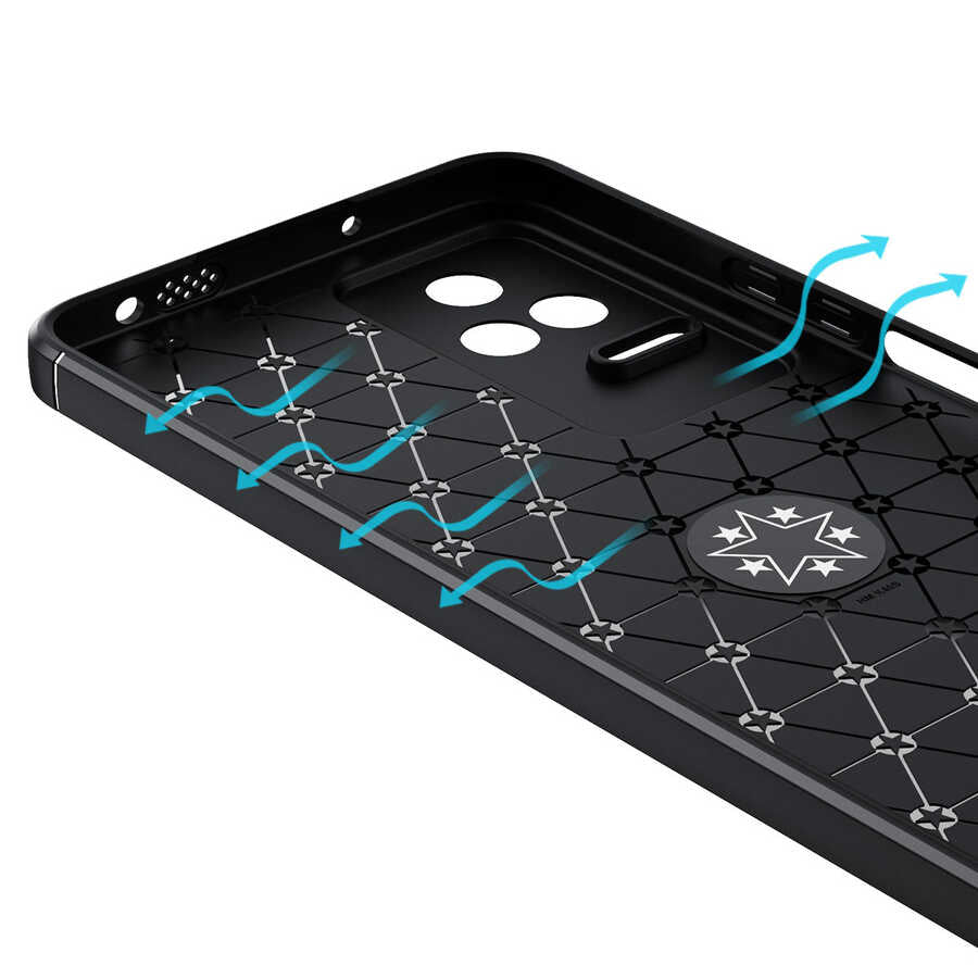 Xiaomi Poco F4 Kılıf Zore Ravel Silikon Kapak Siyah-Kırmızı