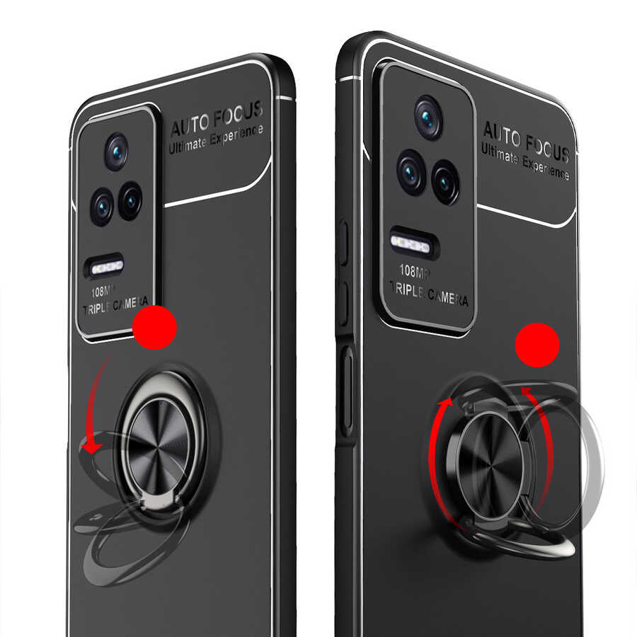 Xiaomi Poco F4 Kılıf Zore Ravel Silikon Kapak Siyah-Kırmızı