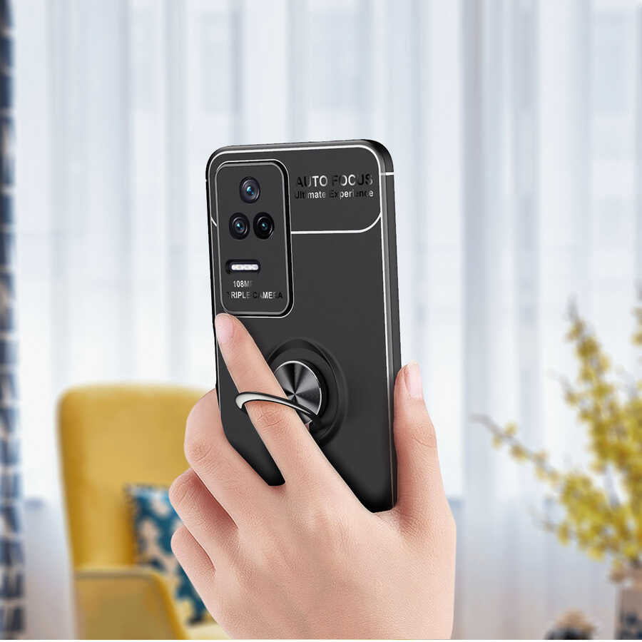 Xiaomi Poco F4 Kılıf Zore Ravel Silikon Kapak Siyah-Mavi