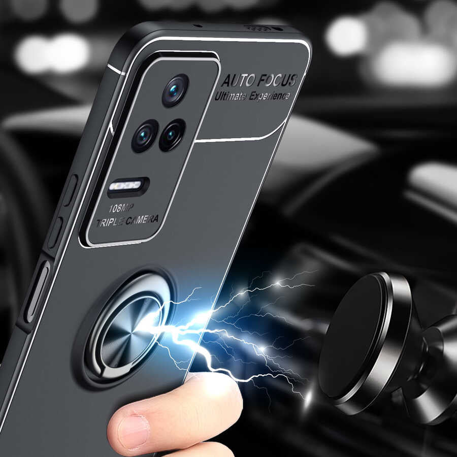 Xiaomi Poco F4 Kılıf Zore Ravel Silikon Kapak Siyah-Mavi