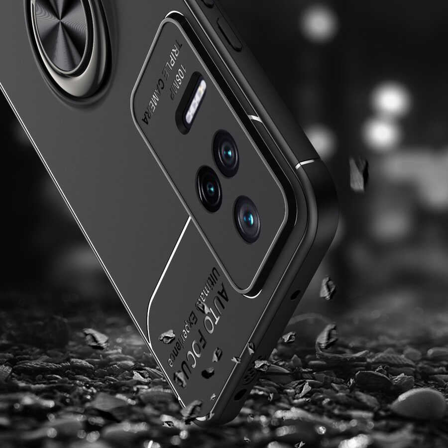 Xiaomi Poco F4 Kılıf Zore Ravel Silikon Kapak Siyah-Rose Gold