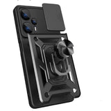 Xiaomi Poco F5 Kılıf Magnetik Standlı Kamera Korumalı Zore Sürgülü Vega Kapak Mavi