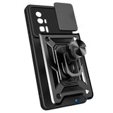 Xiaomi Poco F5 Pro Kılıf Magnetik Standlı Kamera Korumalı Zore Sürgülü Vega Kapak Siyah