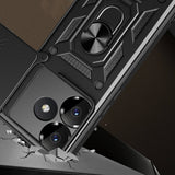 Xiaomi Poco F6 Kılıf Magnetik Standlı Kamera Korumalı Zore Sürgülü Vega Kapak Siyah