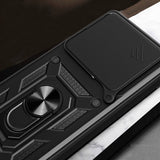 Xiaomi Poco F6 Kılıf Magnetik Standlı Kamera Korumalı Zore Sürgülü Vega Kapak Siyah