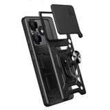Xiaomi Poco F6 Kılıf Magnetik Standlı Kamera Korumalı Zore Sürgülü Vega Kapak Siyah