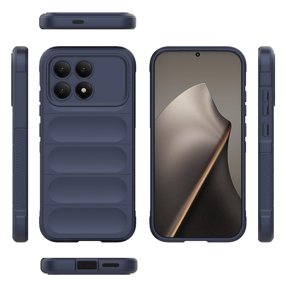 Xiaomi Poco F8 Pro Kılıf Esnek TPU Oyuklu Arka Yüzey Tasarımlı Zore Etnik Silikon Kapak Lacivert