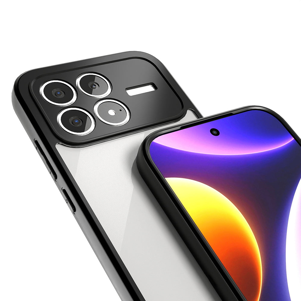 Xiaomi Poco F8 Pro Kılıf Kamera Korumalı Şeffaf Arka Yüzey Zore New Roll Kapak Siyah