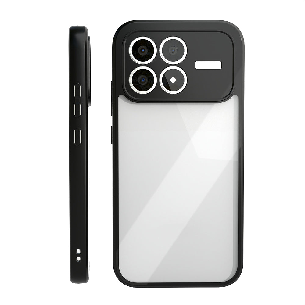 Xiaomi Poco F8 Pro Kılıf Kamera Korumalı Şeffaf Arka Yüzey Zore New Roll Kapak Siyah