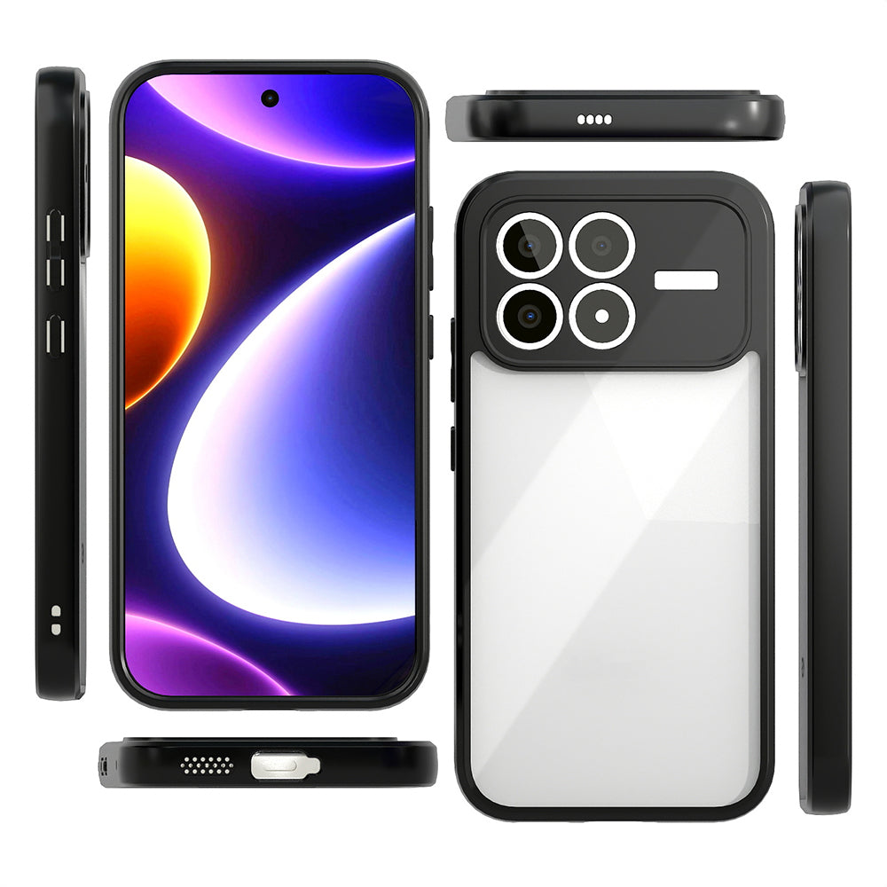 Xiaomi Poco F8 Pro Kılıf Kamera Korumalı Şeffaf Arka Yüzey Zore New Roll Kapak Siyah
