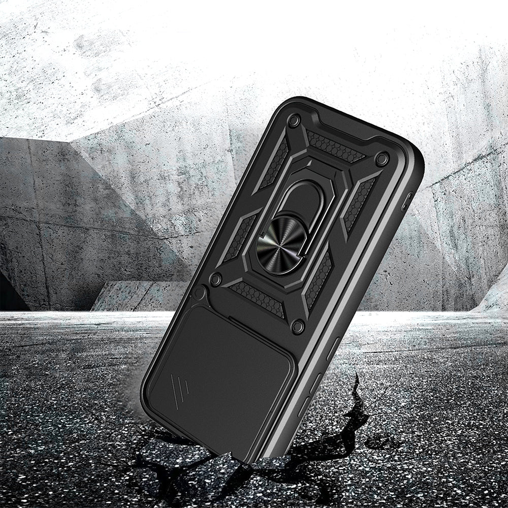 Xiaomi Poco F8 Pro Kılıf Magnetik Standlı Kamera Korumalı Zore Sürgülü Vega Kapak Siyah