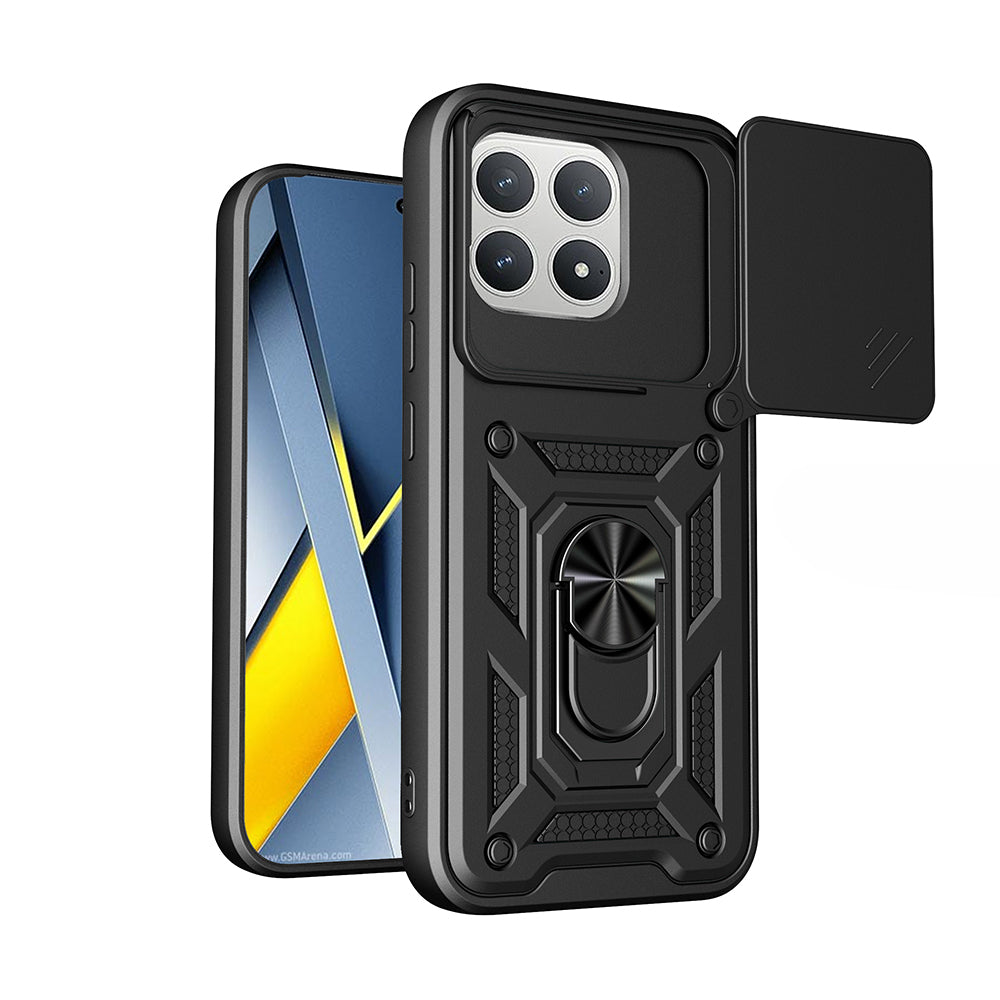 Xiaomi Poco F8 Pro Kılıf Magnetik Standlı Kamera Korumalı Zore Sürgülü Vega Kapak Siyah
