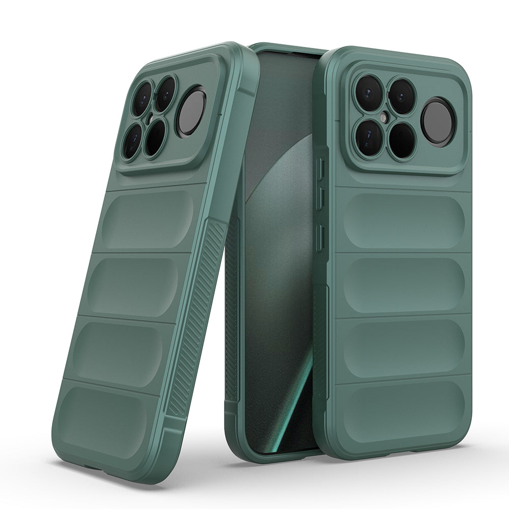 Xiaomi Poco F8 Ultra Kılıf Esnek TPU Oyuklu Arka Yüzey Tasarımlı Zore Etnik Silikon Kapak Koyu Yeşil