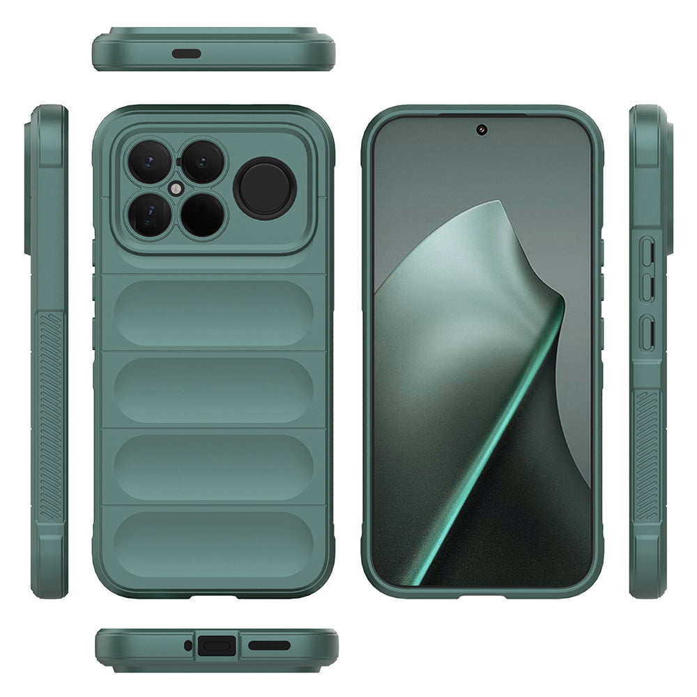 Xiaomi Poco F8 Ultra Kılıf Esnek TPU Oyuklu Arka Yüzey Tasarımlı Zore Etnik Silikon Kapak Koyu Yeşil