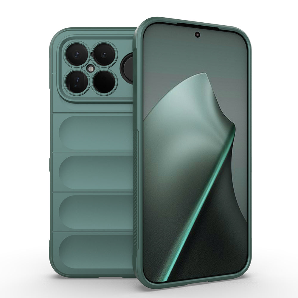 Xiaomi Poco F8 Ultra Kılıf Esnek TPU Oyuklu Arka Yüzey Tasarımlı Zore Etnik Silikon Kapak Koyu Yeşil