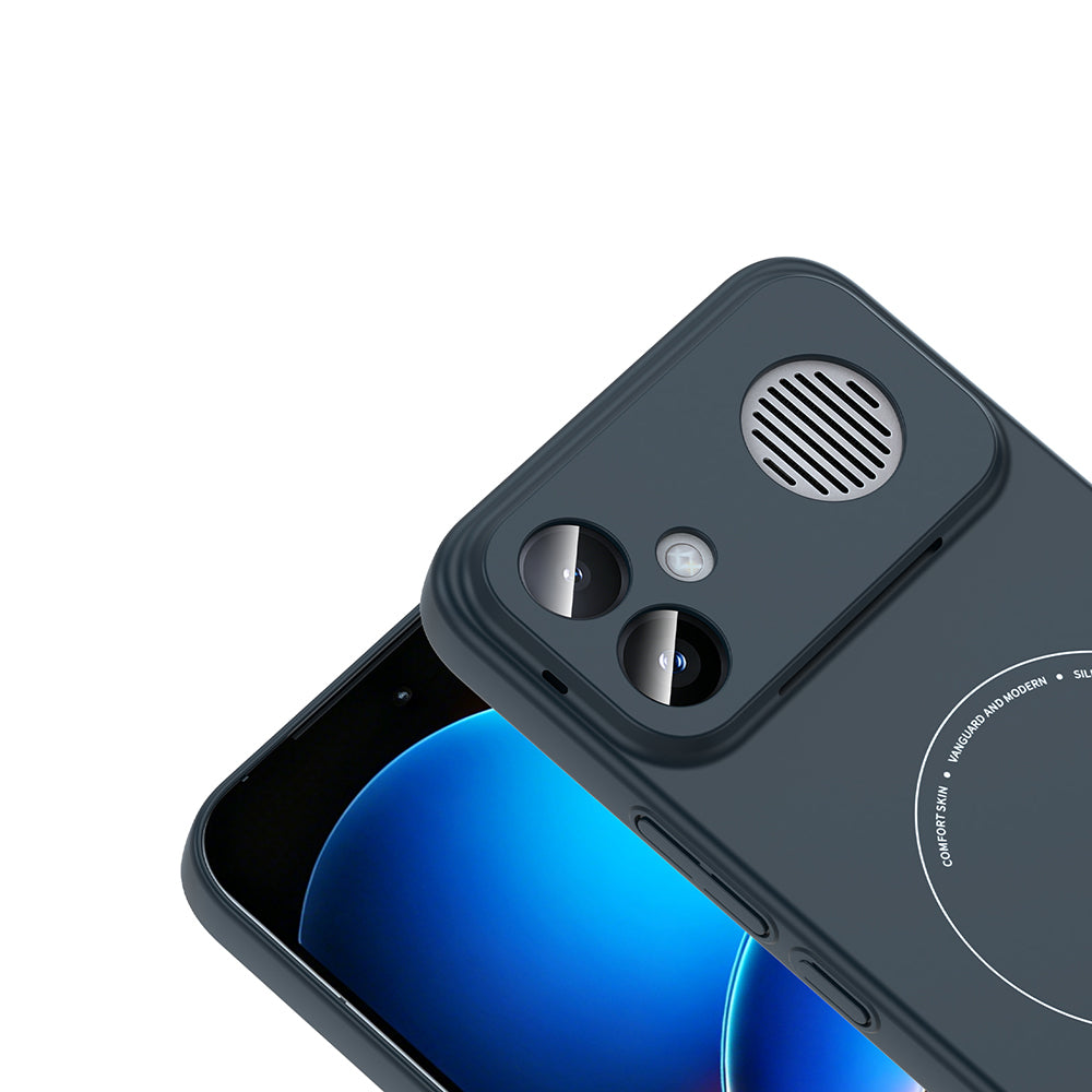 Xiaomi Poco F8 Ultra Kılıf M-Safe Şarj Özellikli Kamera Korumalı Zore Elio Sert PC Kapak Lacivert