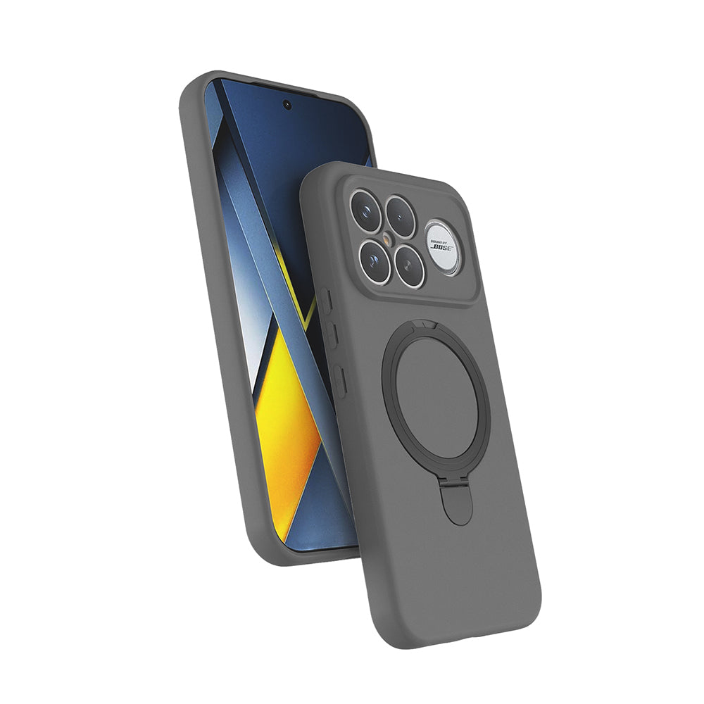 Xiaomi Poco F8 Ultra Kılıf M-safe Şarj Özellikli Standlı Samara Kapak Titanyum-Gri