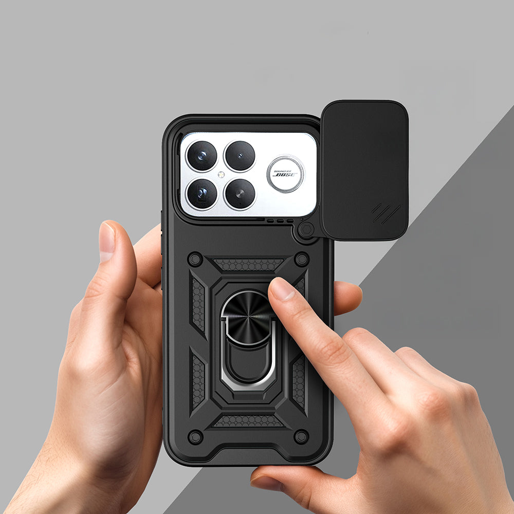 Xiaomi Poco F8 Ultra Kılıf Magnetik Standlı Kamera Korumalı Zore Sürgülü Vega Kapak Siyah